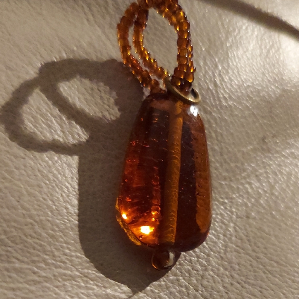 Amber Glass Beaded Pendant